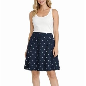 Talbots Women's Knee Length Black Medium Skirt Diamond Print Rayon A-Line Flowy